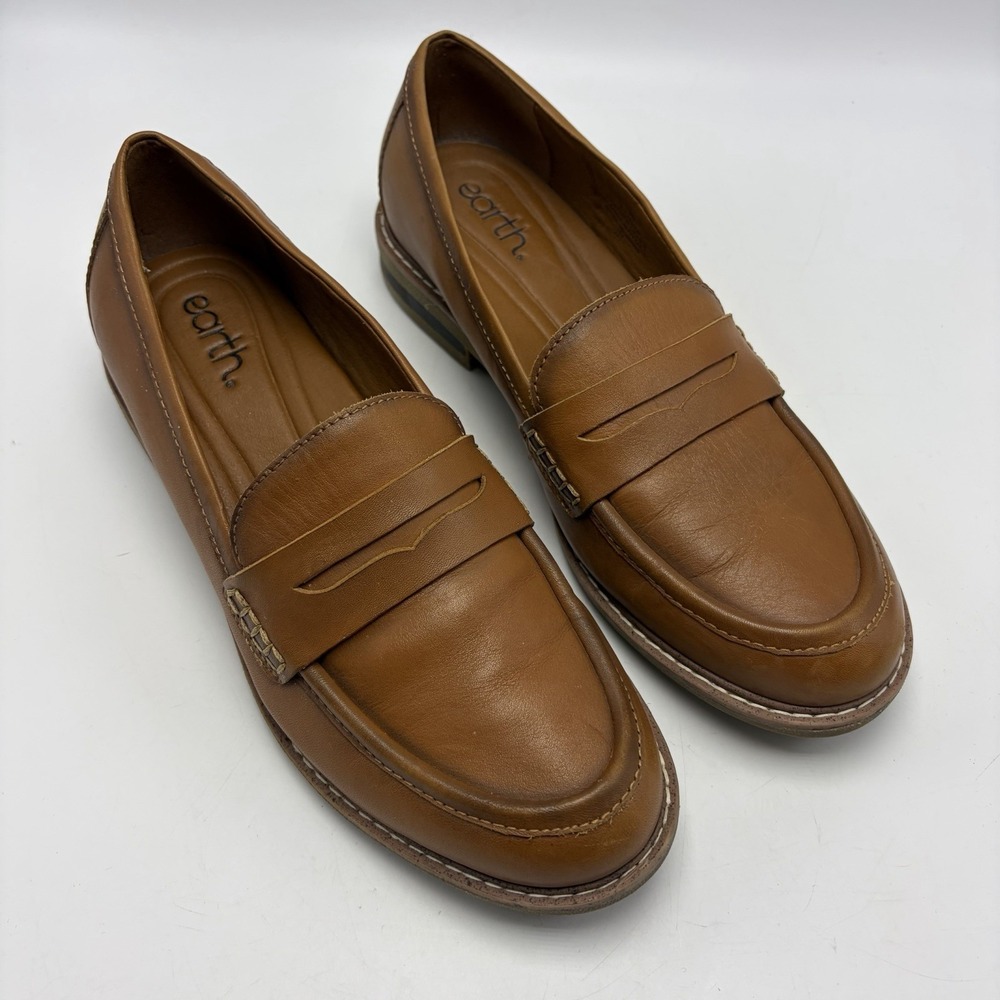 Earth ET Javas Loafers Womens 9 M  Brown Leather Penny Slip On Comfort Shoes